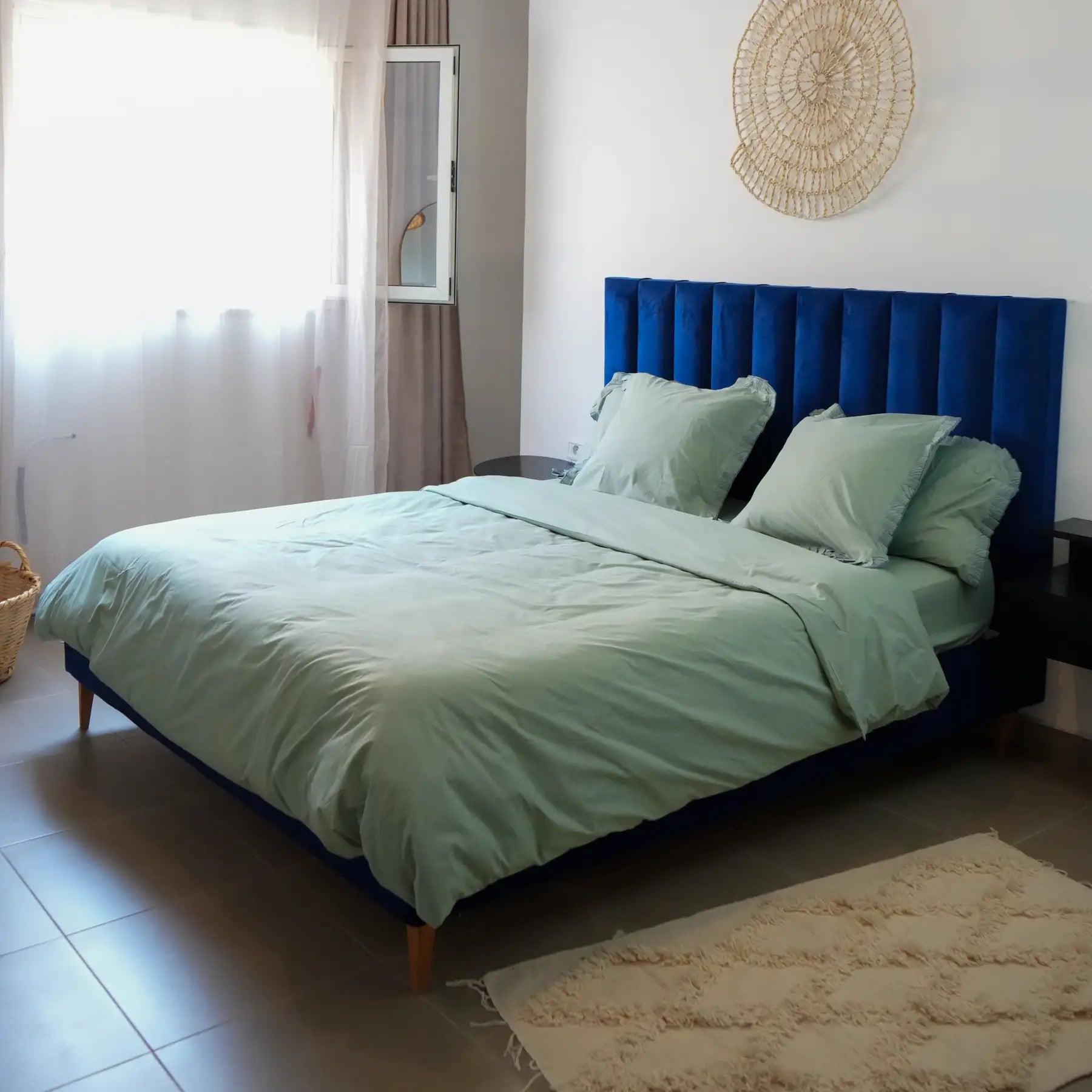 Housse de couette artisanale - Bleu clair