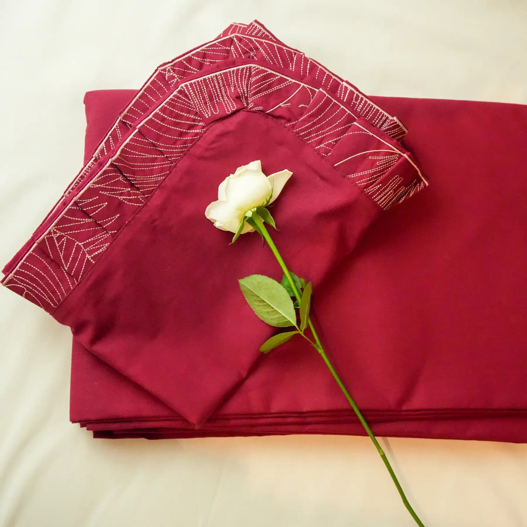 Drap housse en coton artisanal - Bordeaux
