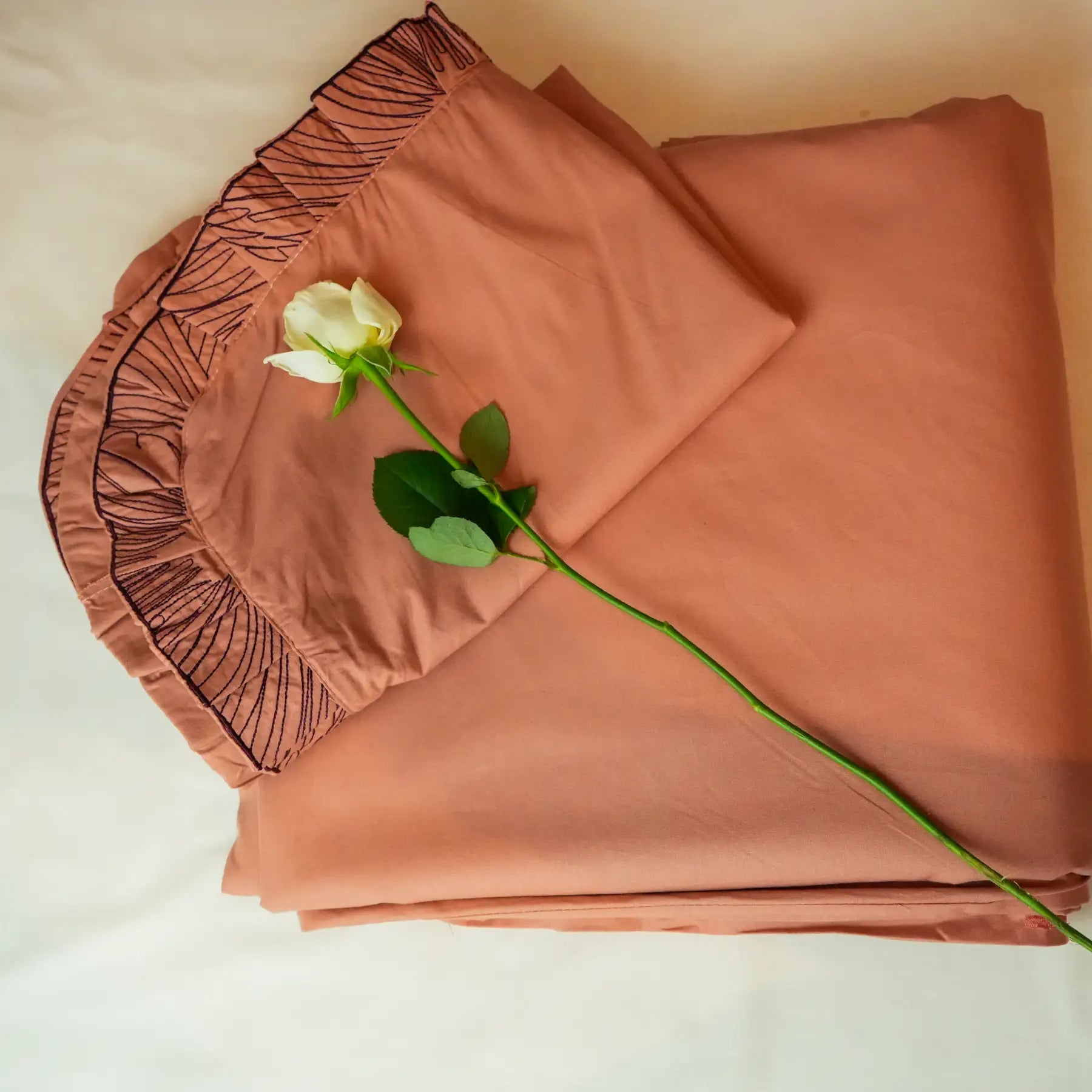 Drap housse en coton artisanal - Terracotta